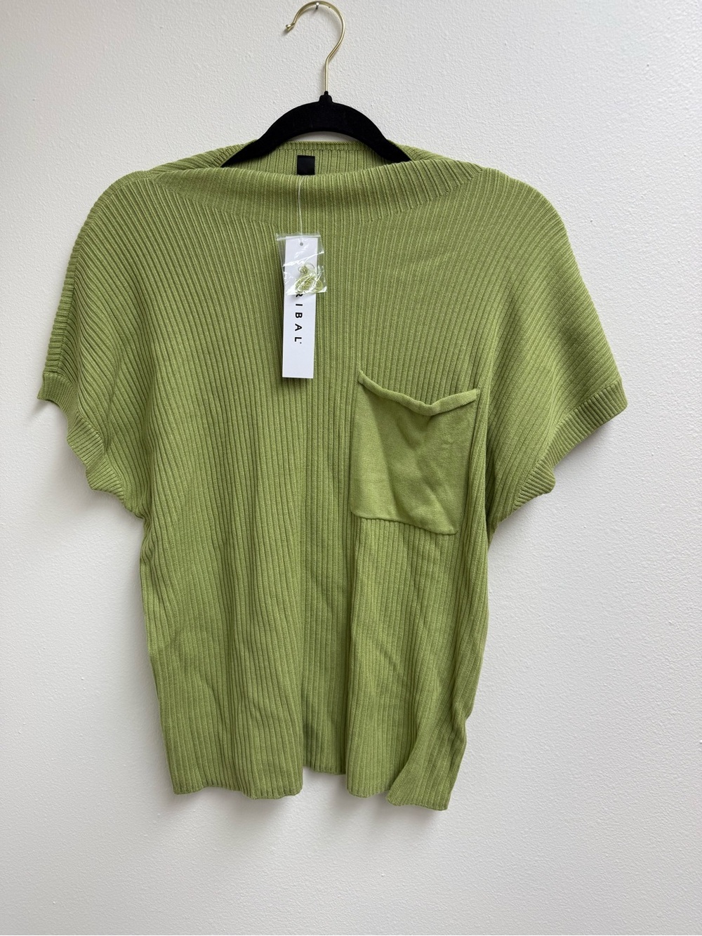 Tribal Short Sleeve Ribbed Knit Shirt - Green